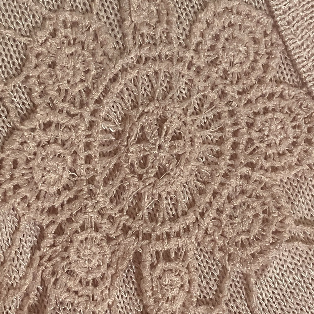 New Directions Sweater Womens Small Baby Pink Hi Low Boho Crochet V Neck Casual - Picture 7 of 15